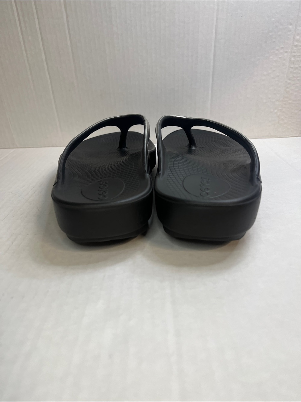 OOFOS Women's Black Flip Flop Sandals with Metallic Silver Straps - Picture 5 of 12